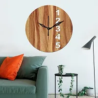 Freny Exim 12"" Inch Wooden MDF English Numeral Round Wall Clock Without Glass (Beige, 30cm x 30cm) - 23-thumb2