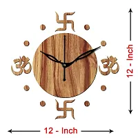 Freny Exim 12"" Inch Wooden MDF Om with Swastik Round Wall Clock Without Glass (Beige, 30cm x 30cm) - 54-thumb3