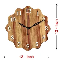 FRAVY 12"" Inch Prelam MDF Wood English Numeral Round Without Glass Wall Clock (Beige, 30cm x 30cm) - 18-thumb3