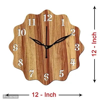 FRAVY 12"" Inch Prelam MDF Wood English Numeral Round Without Glass Wall Clock (Beige, 30cm x 30cm) - 18-thumb4