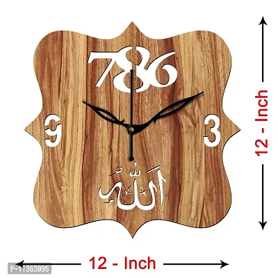 Freny Exim 12"" Inch Wooden MDF Allah with 786 Square Wall Clock Without Glass (Beige, 30cm x 30cm) - 41-thumb4