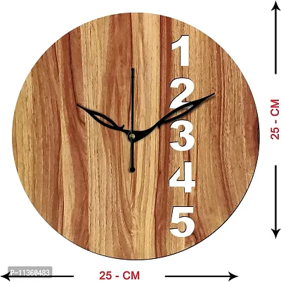 FRAVY 10 Inch MDF Wood Wall Clock for Home and Office (25Cm x 25Cm, Small Size, 023-Beige)-thumb3