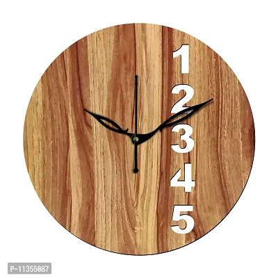 Freny Exim 12"" Inch Wooden MDF English Numeral Round Wall Clock Without Glass (Beige, 30cm x 30cm) - 23