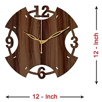 Freny Exim 12"" Inch Wooden MDF English Numeral Round Wall Clock Without Glass (Brown, 30cm x 30cm) - 3-thumb3