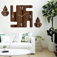 FRAVY 10 Inch MDF Wood Wall Clock for Home and Office (25Cm x 25Cm, Small Size, 049-Wenge)-thumb2