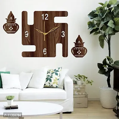 FRAVY 10 Inch MDF Wood Wall Clock for Home and Office (25Cm x 25Cm, Small Size, 049-Wenge)-thumb3