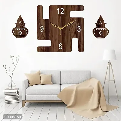 FRAVY 10 Inch MDF Wood Wall Clock for Home and Office (25Cm x 25Cm, Small Size, 049-Wenge)-thumb0