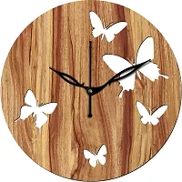 FRAVY 10 Inch MDF Wood Wall Clock for Home and Office (25Cm x 25Cm, Small Size, 009-Beige)-thumb1