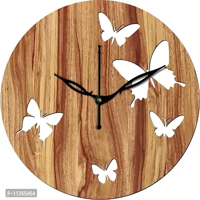 FRAVY 10 Inch MDF Wood Wall Clock for Home and Office (25Cm x 25Cm, Small Size, 009-Beige)-thumb2