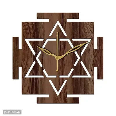 FRAVY 12"" Inch Prelam MDF Wood Vastu Square Without Glass Wall Clock (Brown, 30cm x 30cm) - 33-thumb2