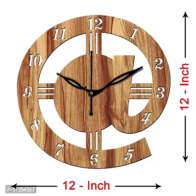 Freny Exim 12"" Inch Wooden MDF English Numeral Round Wall Clock Without Glass (Beige, 30cm x 30cm) - 13-thumb4