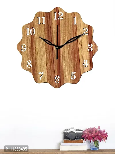 Freny Exim 10 Inch Wooden Wall Clock (Beige, Small Size, 25cm x 25cm)-018-thumb5