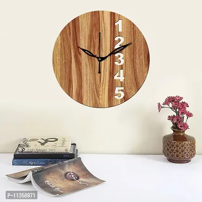 FRAVY 12"" Inch Prelam MDF Wood English Numeral Round Without Glass Wall Clock (Beige, 30cm x 30cm) - 23