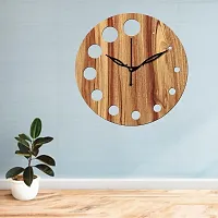 FRAVY 10 Inch MDF Wood Wall Clock for Home and Office (25Cm x 25Cm, Small Size, 020-Beige)-thumb4