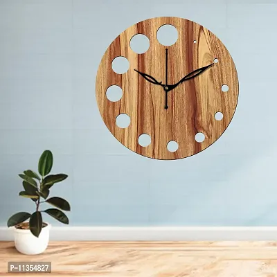 FRAVY 10 Inch MDF Wood Wall Clock for Home and Office (25Cm x 25Cm, Small Size, 020-Beige)-thumb5