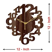 FRAVY 12"" Inch Prelam MDF Wood English Numeral Round Without Glass Wall Clock (Brown, 30cm x 30cm) - 17-thumb3