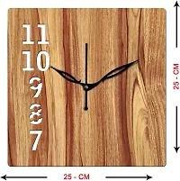 FRAVY 10 Inch MDF Wood Wall Clock for Home and Office (25Cm x 25Cm, Small Size, 026-Beige)-thumb2