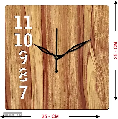 FRAVY 10 Inch MDF Wood Wall Clock for Home and Office (25Cm x 25Cm, Small Size, 026-Beige)-thumb3