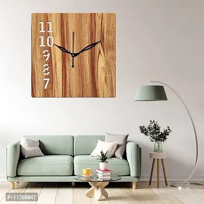 FRAVY 10 Inch MDF Wood Wall Clock for Home and Office (25Cm x 25Cm, Small Size, 026-Beige)