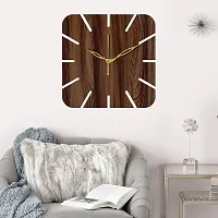 Freny Exim 12"" Inch Wooden MDF Cut Mark Square Wall Clock Without Glass (Brown, 30cm x 30cm) - 19-thumb1