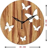 FRAVY 10 Inch MDF Wood Wall Clock for Home and Office (25Cm x 25Cm, Small Size, 009-Beige)-thumb2