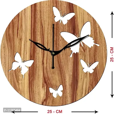 FRAVY 10 Inch MDF Wood Wall Clock for Home and Office (25Cm x 25Cm, Small Size, 009-Beige)-thumb3