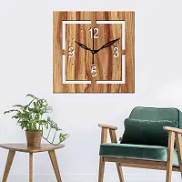 FRAVY 10 Inch MDF Wood Wall Clock for Home and Office (25Cm x 25Cm, Small Size, 037-Beige)-thumb1