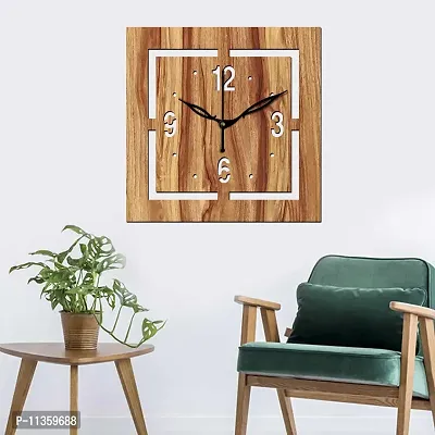 FRAVY 10 Inch MDF Wood Wall Clock for Home and Office (25Cm x 25Cm, Small Size, 037-Beige)-thumb2