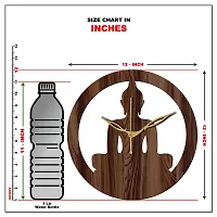 FRAVY 12"" Inch Prelam MDF Wood Lord Buddha Round Without Glass Wall Clock (Brown, 30cm x 30cm) - 39-thumb4