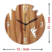 Freny Exim 12"" Inch Wooden MDF English Numeral Angel with Stars Round Wall Clock Without Glass (Beige, 30cm x 30cm) - 8-thumb3