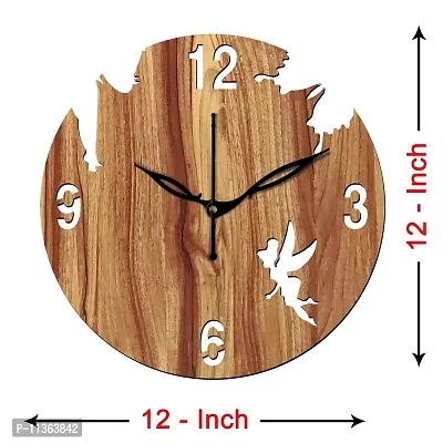 Freny Exim 12"" Inch Wooden MDF English Numeral Angel with Stars Round Wall Clock Without Glass (Beige, 30cm x 30cm) - 8-thumb4