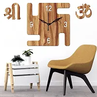 FRAVY 10 Inch MDF Wood Wall Clock for Home and Office (25Cm x 25Cm, Small Size, 051-Beige)-thumb1