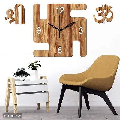 FRAVY 10 Inch MDF Wood Wall Clock for Home and Office (25Cm x 25Cm, Small Size, 051-Beige)-thumb2