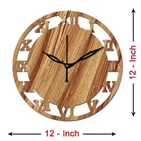 FRAVY 12"" Inch Prelam MDF Wood Roman Numeral Round Without Glass Wall Clock (Beige, 30cm x 30cm) - 6-thumb3