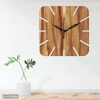 FRAVY 10 Inch MDF Wood Wall Clock for Home and Office (25Cm x 25Cm, Small Size, 019-Beige)