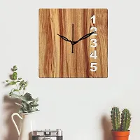 FRAVY 12"" Inch Prelam MDF Wood English Numeral Square Without Glass Wall Clock (Beige, 30cm x 30cm) - 24-thumb2