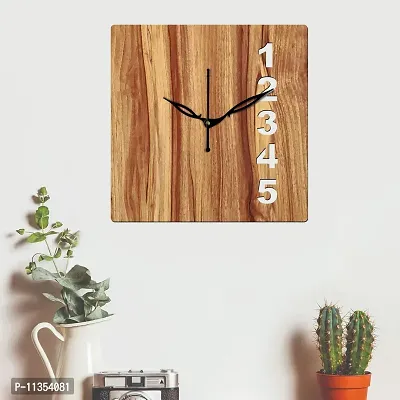 FRAVY 12"" Inch Prelam MDF Wood English Numeral Square Without Glass Wall Clock (Beige, 30cm x 30cm) - 24-thumb3