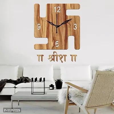 FRAVY 10 Inch MDF Wood Wall Clock for Home and Office (25Cm x 25Cm, Small Size, 053-Beige)-thumb3