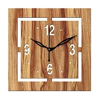 FRAVY 10 Inch MDF Wood Wall Clock for Home and Office (25Cm x 25Cm, Small Size, 037-Beige)-thumb3