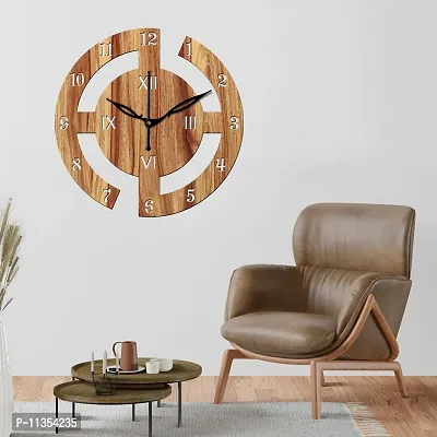 Freny Exim 12"" Inch Wooden MDF English Numeral Round Wall Clock Without Glass (Beige, 30cm x 30cm) - 27-thumb3