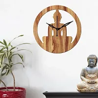 Freny Exim 12"" Inch Wooden MDF Lord Buddha Round Wall Clock Without Glass (Beige, 30cm x 30cm) - 39-thumb1