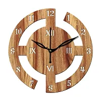 FRAVY 12"" Inch Prelam MDF Wood English Numeral Round Without Glass Wall Clock (Beige, 30cm x 30cm) - 27-thumb1