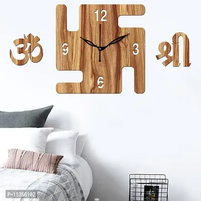 FRAVY 10 Inch MDF Wood Wall Clock for Home and Office (25Cm x 25Cm, Small Size, 051-Beige)