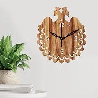 Freny Exim 12"" Inch Wooden MDF English Numeral Peacock Round Wall Clock Without Glass (Beige, 30cm x 30cm) - 45-thumb1