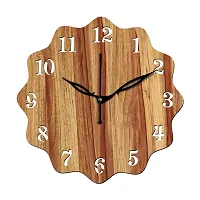 FRAVY 12"" Inch Prelam MDF Wood English Numeral Round Without Glass Wall Clock (Beige, 30cm x 30cm) - 18-thumb1