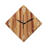 FRAVY 12"" Inch Prelam MDF Wood English Numeral Rhombus Without Glass Wall Clock (Beige, 30cm x 30cm) - 21-thumb1