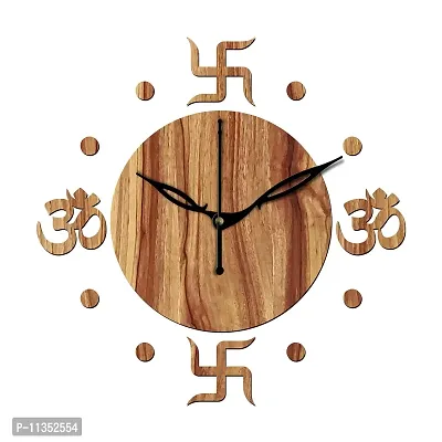 FRAVY 10 Inch MDF Wood Wall Clock for Home and Office (25Cm x 25Cm, Small Size, 054-Beige)-thumb3