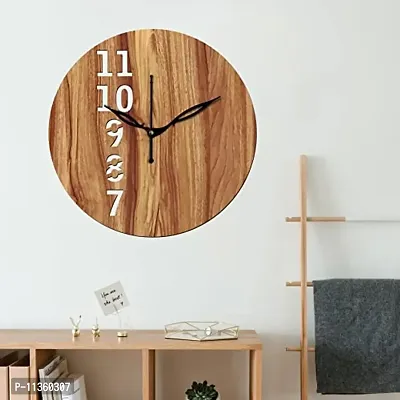 FRAVY 10 Inch MDF Wood Wall Clock for Home and Office (25Cm x 25Cm, Small Size, 025-Beige)-thumb0