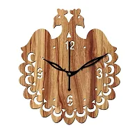 FRAVY 12"" Inch Prelam MDF Wood English Numeral Peacock Round Without Glass Wall Clock (Beige, 30cm x 30cm) - 45-thumb1