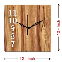 FRAVY 12"" Inch Prelam MDF Wood English Numeral Square Without Glass Wall Clock (Beige, 30cm x 30cm) - 26-thumb3